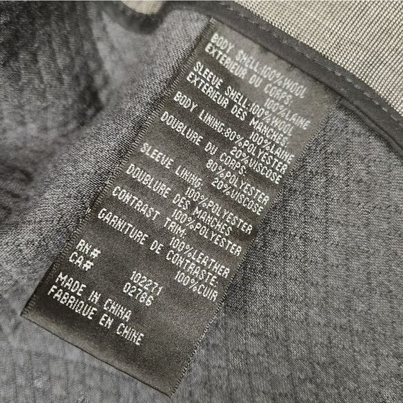 Wool Leather Bomber Blazer Moto Jacket - Picture 15 of 15